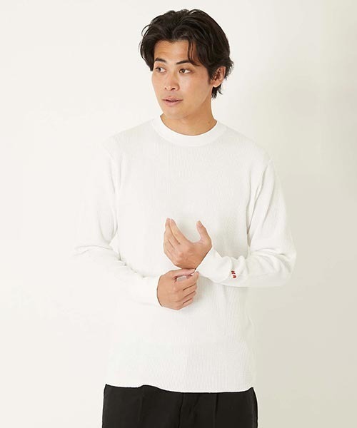 HOLLYWOOD RANCH MARKET(ハリウッドランチマーケット)の「Hanes × HRM EXCLUSIVE エンブロイダリーサーマル 2パックTシャツ(Tシャツ/カットソー・メンズ・ネイビー/ブラック・M/XL/S/XS/L)」の4枚目の写真