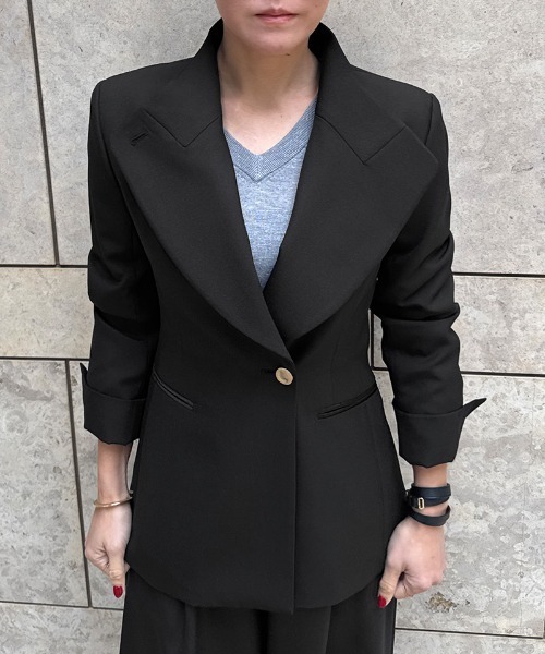 JENNE（ジェンヌ）の「２wayシルエットモダンジャケット（防シワ生地）（その他アウター・レディース・ブラック/グレー・LARGE/MEDIUM/SMALL）」の16枚目の写真