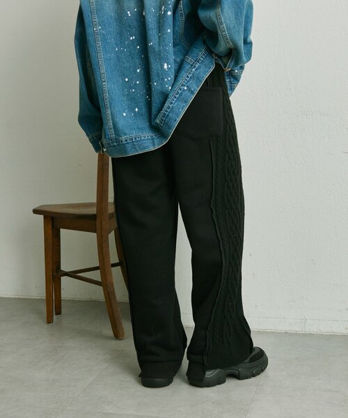 ear PAPILLONNER(イアパピヨネ)の「裏起毛ニットパンツ【SUM1 STYLE】(その他パンツ・レディース・ライトグレー/ブラック・FREE)」の5枚目の写真