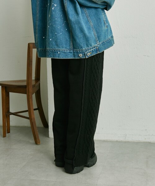 ear PAPILLONNER(イアパピヨネ)の「裏起毛ニットパンツ【SUM1 STYLE】(その他パンツ・レディース・ライトグレー/ブラック・FREE)」の6枚目の写真