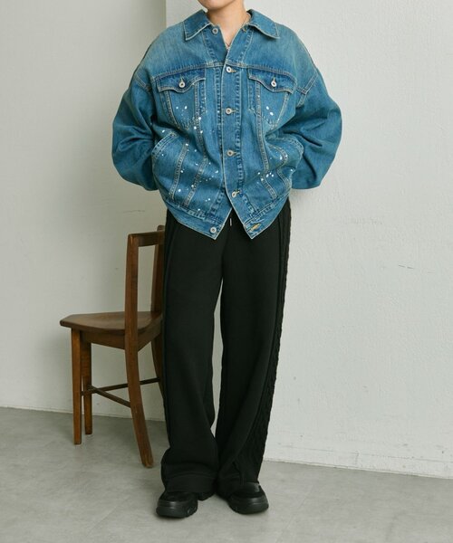 ear PAPILLONNER(イアパピヨネ)の「裏起毛ニットパンツ【SUM1 STYLE】(その他パンツ・レディース・ライトグレー/ブラック・FREE)」の7枚目の写真