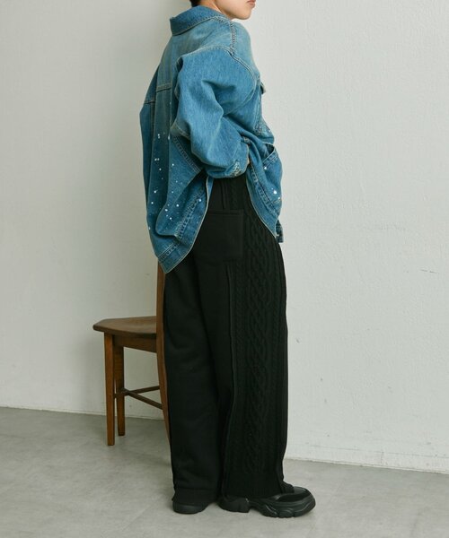 ear PAPILLONNER(イアパピヨネ)の「裏起毛ニットパンツ【SUM1 STYLE】(その他パンツ・レディース・ライトグレー/ブラック・FREE)」の11枚目の写真