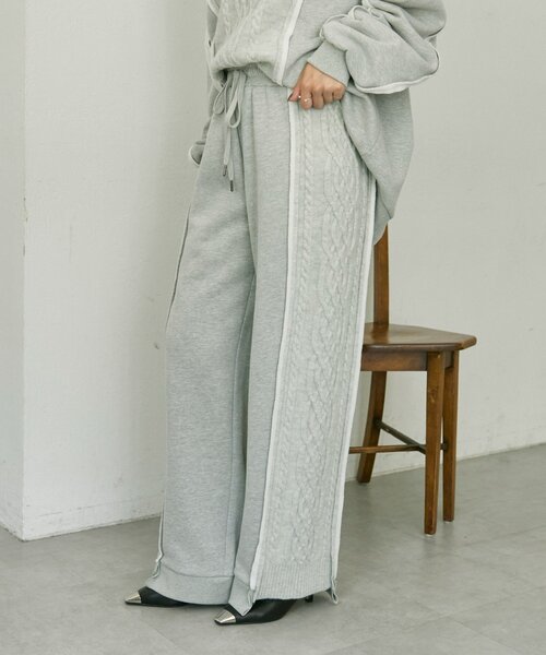 ear PAPILLONNER(イアパピヨネ)の「裏起毛ニットパンツ【SUM1 STYLE】(その他パンツ・レディース・ライトグレー/ブラック・FREE)」の16枚目の写真