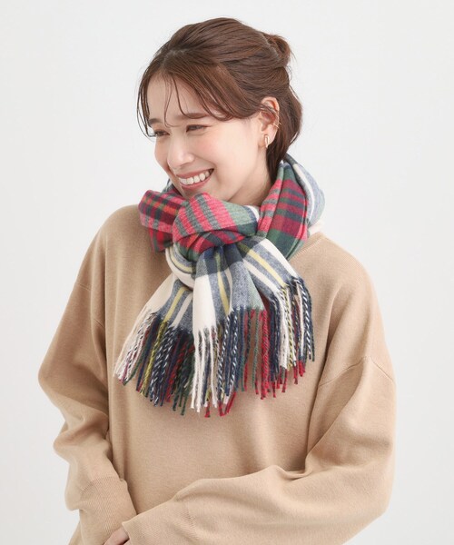 チェック柄と刺繍のショール45R セール】柄アソートチェックストール（ストール/ショール）｜SHOO・LA