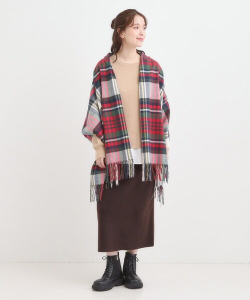 SHOO・LA・RUE（シューラルー）の「柄アソートチェックストール（ストール/ショール・レディース・ワイン系3/ダークブラウン系1/ネイビー系1/ベージュ系その他4・00）」の8枚目の写真