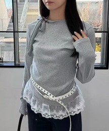 リボンネックコンパクトリブニット
