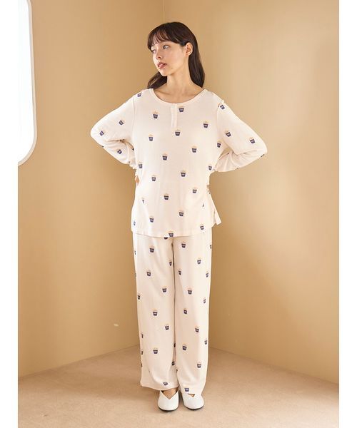 モチーフ3柄ワッフルロングパンツ（ルームウェア/パジャマ）｜gelato