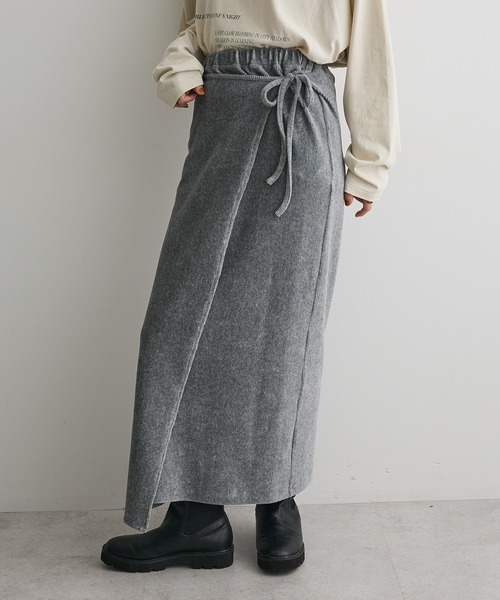 CRAFT STANDARD BOUTIQUE(クラフトスタンダードブティック)の「カットコーデュロイラップ風スカート◆(スカート・レディース・ダークブラウン/杢グレー・FREE)」の12枚目の写真