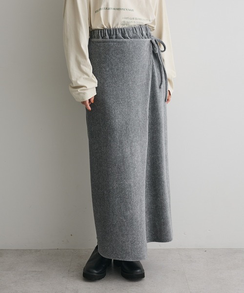 CRAFT STANDARD BOUTIQUE(クラフトスタンダードブティック)の「カットコーデュロイラップ風スカート◆(スカート・レディース・ダークブラウン/杢グレー・FREE)」の13枚目の写真