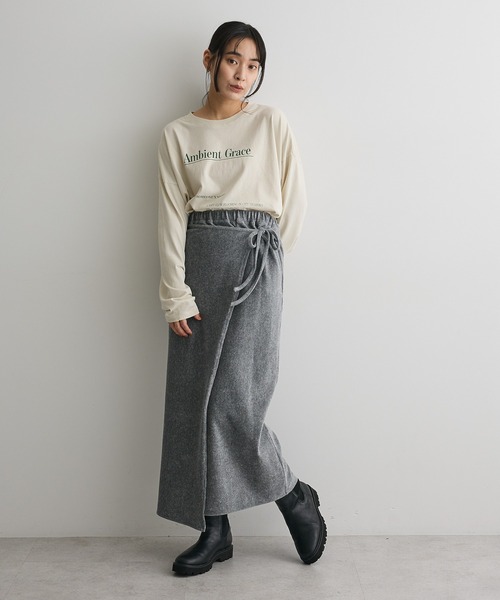 CRAFT STANDARD BOUTIQUE(クラフトスタンダードブティック)の「カットコーデュロイラップ風スカート◆(スカート・レディース・ダークブラウン/杢グレー・FREE)」の16枚目の写真
