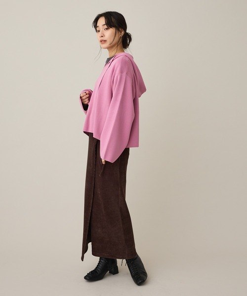 CRAFT STANDARD BOUTIQUE(クラフトスタンダードブティック)の「カットコーデュロイラップ風スカート◆(スカート・レディース・ダークブラウン/杢グレー・FREE)」の10枚目の写真