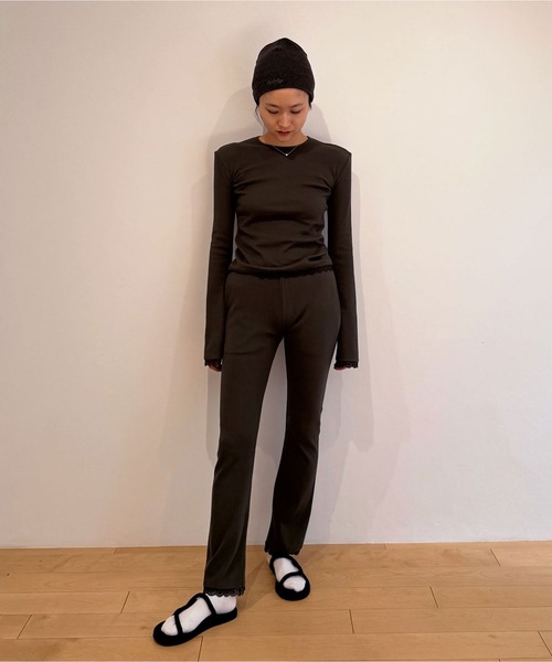 HOLIDAY（ホリデイ）の「SUPER RIB LACE PANTS スーパーリブレースパンツ（その他パンツ・レディース・チャコールグレー・1/0）」の9枚目の写真