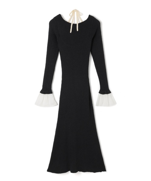 M DOLLY(エムドリー)の「*M DOLLY original* chiffon ribbon luna knit dress/シフォンリボンルナニットドレス(ワンピース・レディース・アイボリー/ブラック・FREE)」の3枚目の写真
