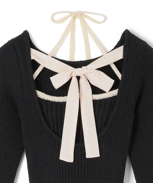 M DOLLY(エムドリー)の「*M DOLLY original* chiffon ribbon luna knit dress/シフォンリボンルナニットドレス(ワンピース・レディース・アイボリー/ブラック・FREE)」の6枚目の写真