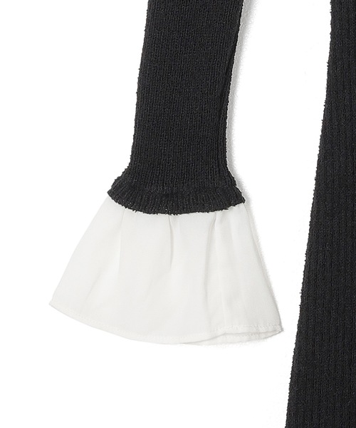M DOLLY(エムドリー)の「*M DOLLY original* chiffon ribbon luna knit dress/シフォンリボンルナニットドレス(ワンピース・レディース・アイボリー/ブラック・FREE)」の7枚目の写真