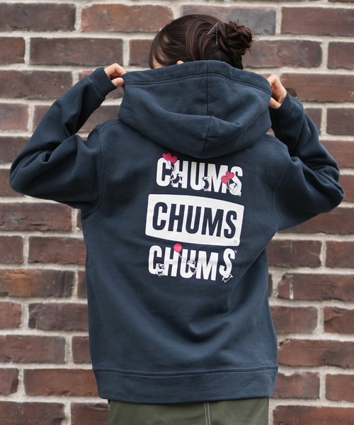 CHUMS（チャムス）の「CHUMS/チャムス ジップアップ パーカー スウェット フーディー バックプリント 裏起毛 LOVE BALLOON ZIP PARKA CH00-1541（パーカー・レディース・ナチュラル/ベージュ系その他/グリーン系その他/ネイビー・S/M/L）」の4枚目の写真