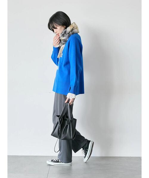 Samansa Mos2 blue(サマンサモスモスブルー)の「ブークレチェックマフラー(ストール/ショール・レディース・サックスブルー/イエロー/グリーン・F)」の8枚目の写真