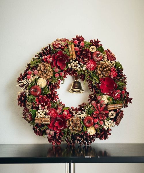 フラワー・リース mizuho セール】レッドフラワーリースL [CHRISTMAS 2025]（インテリア雑貨