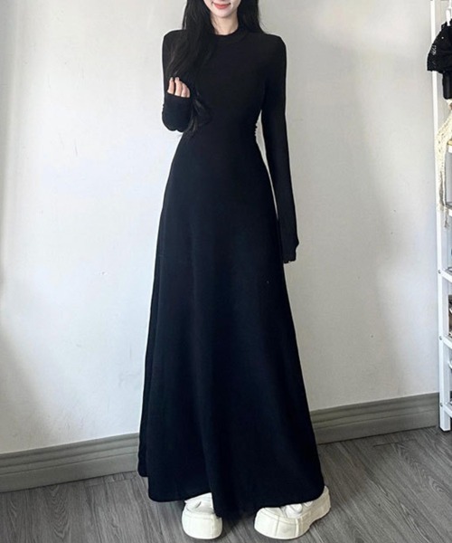 SallyLunn(サリーラン)の「ウエストラインロングワンピース(ワンピース・レディース・ブラック・L/S/M)」の4枚目の写真