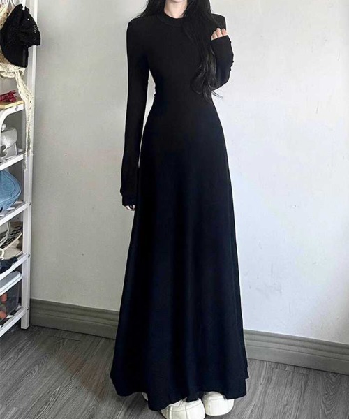SallyLunn(サリーラン)の「ウエストラインロングワンピース(ワンピース・レディース・ブラック・L/S/M)」の6枚目の写真