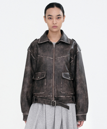 MILLO WOMEN（ミロウーマン）の「ベルト付きレザージャケット [ブラウン]（ライダースジャケット）」