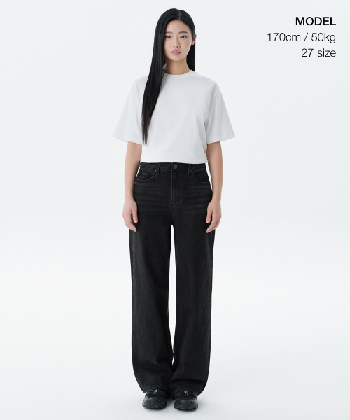 MUSINSA STANDARD WOMAN（ムシンサスタンダードウーマン）の「レディースワイドデニムパンツ[ウォッシュドブラック]（デニムパンツ・レディース・その他・32/30/23/24/25/26/27/28/29）」の20枚目の写真