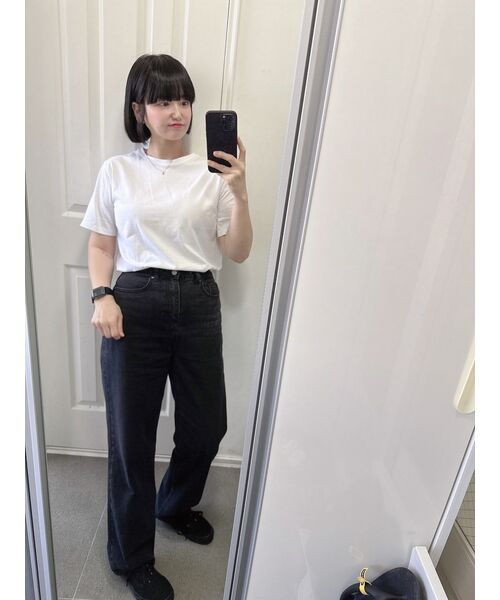 MUSINSA STANDARD WOMAN（ムシンサスタンダードウーマン）の「レディースワイドデニムパンツ[ウォッシュドブラック]（デニムパンツ・レディース・その他・32/30/23/24/25/26/27/28/29）」の6枚目の写真