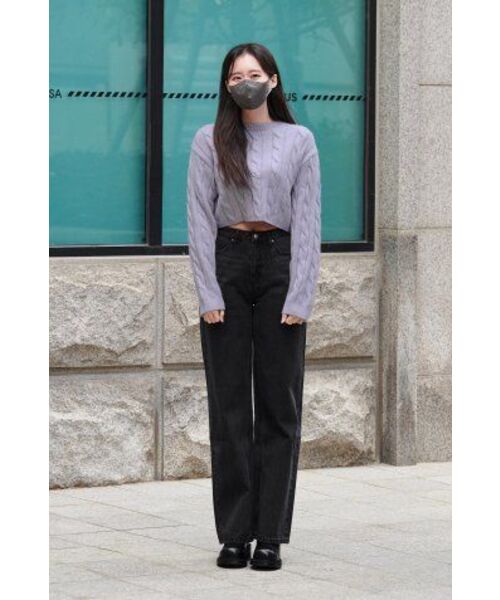 MUSINSA STANDARD WOMAN（ムシンサスタンダードウーマン）の「レディースワイドデニムパンツ[ウォッシュドブラック]（デニムパンツ・レディース・その他・32/30/23/24/25/26/27/28/29）」の9枚目の写真