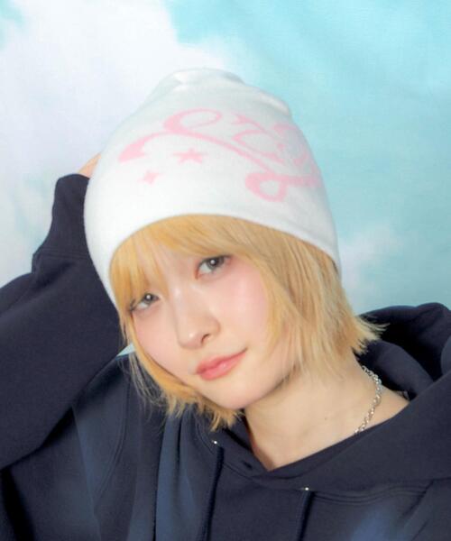 WEGO（ウィゴー）の「LTR DEPTH/ハートモチーフシングルワッチ（ニットキャップ/ビーニー・レディース・ホワイト/ブラック・FREE）」の6枚目の写真