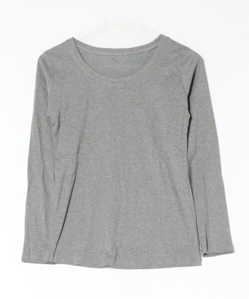 MARAI(マーライ)の「クルーネックロンT(Tシャツ/カットソー・レディース・チャコールグレー/ピンク/ネイビー/ブラック/ライトグレー/ホワイト/グレイッシュベージュ/カーキ/杢グレー・L/M/4L/3L/LL)」の5枚目の写真