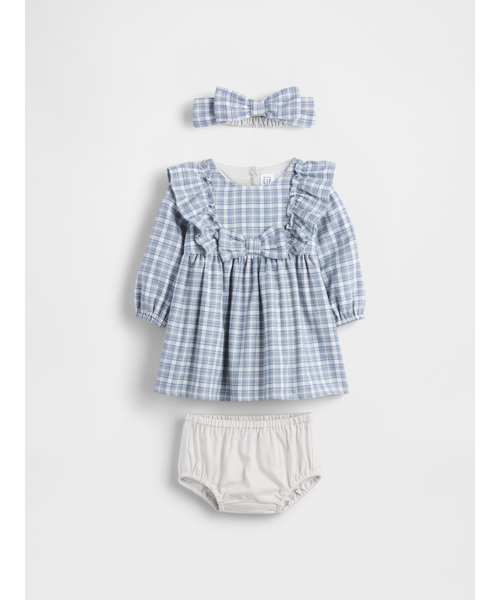 GAP（ギャップ）の「フランネル リボン ワンピース コーデセット (ベビー)（ワンピース・キッズ・ブルー系その他・70cm/80ｃｍ/60cm/90cm）」の3枚目の写真