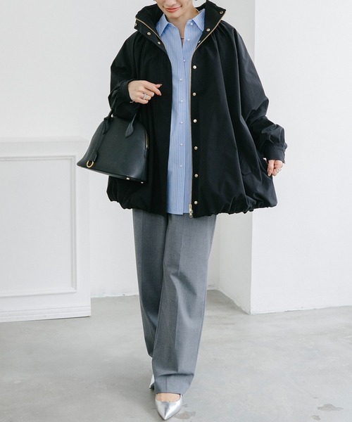 Emma Taylor（エマテイラー）の「スタンドカラーギャザーバルーンブルゾン（ブルゾン・レディース・ベージュ/ライトベージュ/ブラック・FREE）」の16枚目の写真