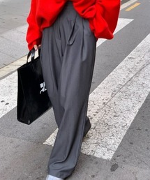 emi+（エミプラス）の「フロントタックワイドスラックスパンツ（スラックス）」