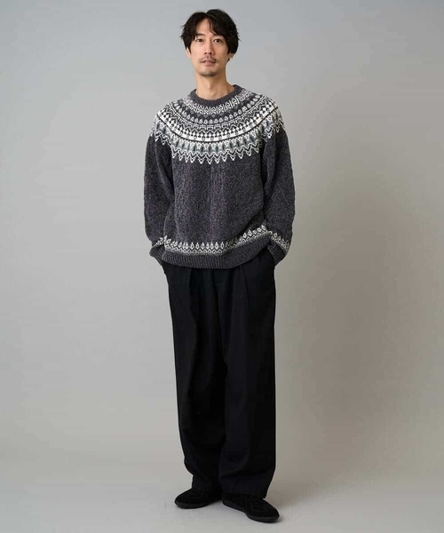 a.v.v（アーヴェヴェ）の「【洗える】モール求心柄クルーネックニット（ニット/セーター・メンズ・グレー/アイボリー/チャコールグレー・46/48）」の15枚目の写真