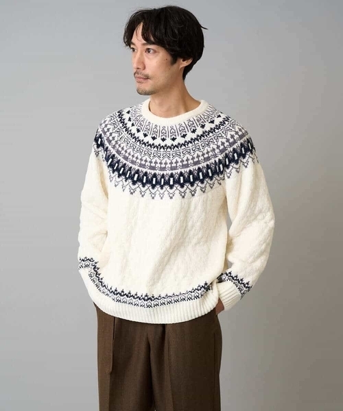 a.v.v（アーヴェヴェ）の「【洗える】モール求心柄クルーネックニット（ニット/セーター・メンズ・グレー/アイボリー/チャコールグレー・46/48）」の22枚目の写真