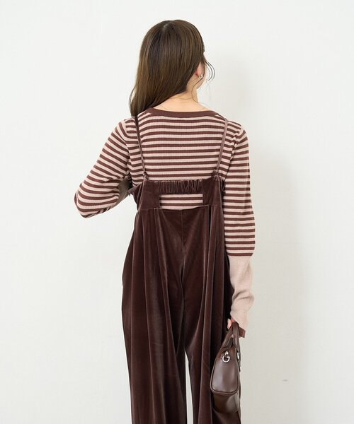 Kastane（カスタネ）の「【一部店舗限定/S.Mサイズ展開】B ベロアサロペット（サロペット/オーバーオール・レディース・ブラック/ブラウン・SMALL/MEDIUM）」の11枚目の写真