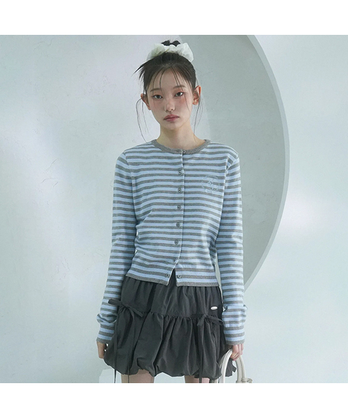 Vivacious(ビバシャス)の「Well Stripe R Knit CD - 3COL(カーディガン/ボレロ・レディース・ブルー/ピンク/ブラック・FREE)」の2枚目の写真