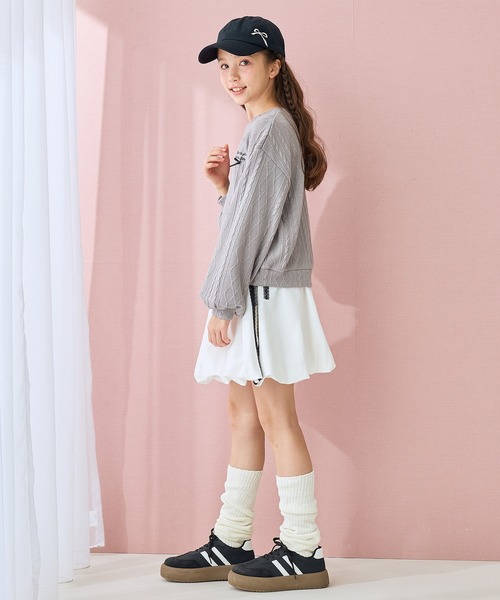 Amourire girl（アムリールガール）の「サイドリボンレース バルーンスカート（スカート・キッズ・ブラック/オフホワイト・130cm/140cm/150cm/160cm）」の13枚目の写真