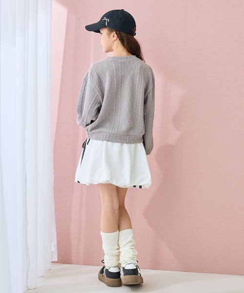 Amourire girl（アムリールガール）の「サイドリボンレース バルーンスカート（スカート・キッズ・ブラック/オフホワイト・130cm/140cm/150cm/160cm）」の14枚目の写真