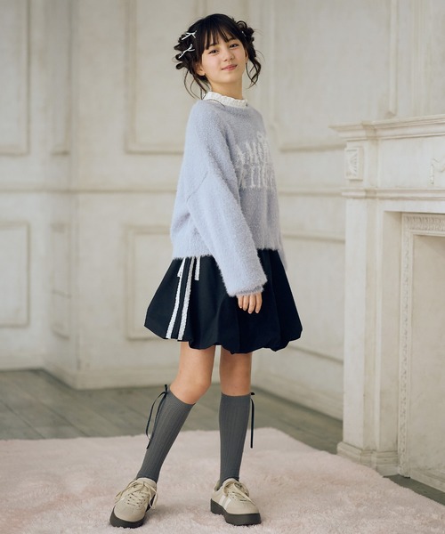 Amourire girl（アムリールガール）の「サイドリボンレース バルーンスカート（スカート・キッズ・ブラック/オフホワイト・130cm/140cm/150cm/160cm）」の16枚目の写真
