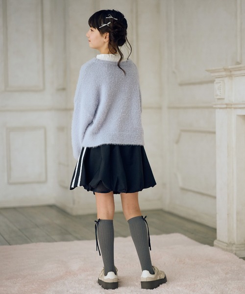 Amourire girl（アムリールガール）の「サイドリボンレース バルーンスカート（スカート・キッズ・ブラック/オフホワイト・130cm/140cm/150cm/160cm）」の18枚目の写真