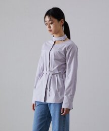 ネックポイントアシンメトリックシャツ - パープル