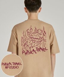 ホワイトフィジカルトラベルラウンドネック15番手コットン半袖Tシャツ_ベージュ