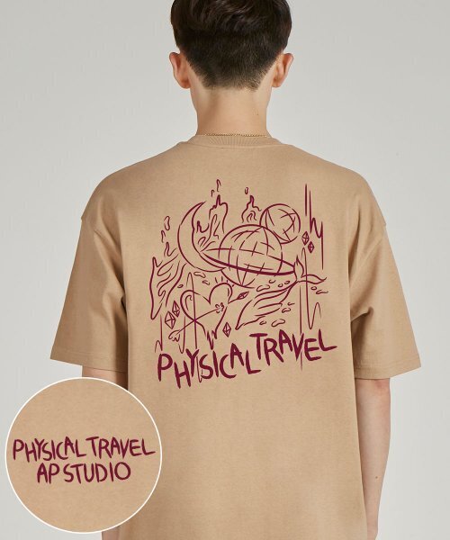 ASTRAL PROJECTION(アストラルプロジェクション)の「ホワイトフィジカルトラベルラウンドネック15番手コットン半袖Tシャツ_ベージュ(Tシャツ/カットソー・メンズ・その他・MEDIUM/X-LARGE/LARGE)」の1枚目の写真
