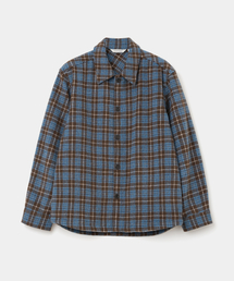 wool heavy check shirt blue