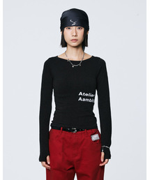 AAMBITION（アアンビション）の「アトリエクロスロングスリーブ（ブラック）（Tシャツ/カットソー）」