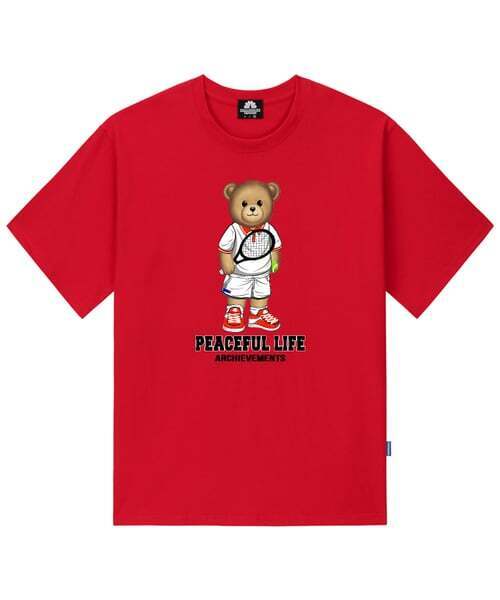 TRIPSHION(トリップション)の「TENNIS STANDING BEAR Tシャツ - レッド(Tシャツ/カットソー・メンズ・その他・LARGE/MEDIUM/X-LARGE)」の1枚目の写真