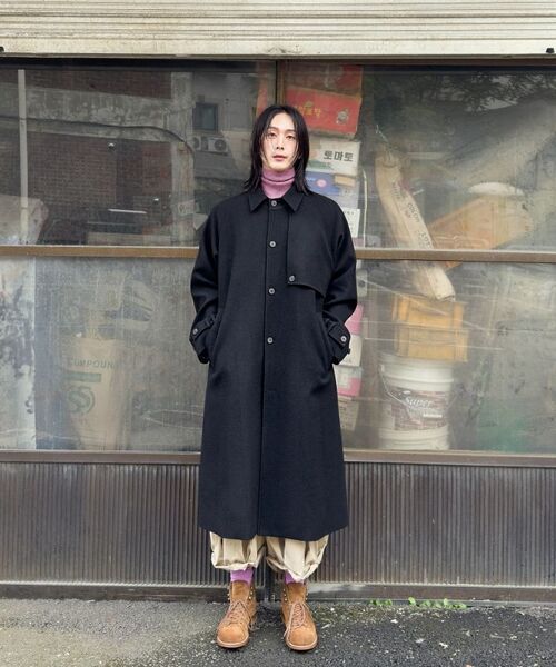 A NOTHING(アナッシング)の「PURE-WOOL 90 BALMACAAN COAT (Black)(チェスターコート・レディース・その他・MEDIUM/SMALL/LARGE)」の6枚目の写真