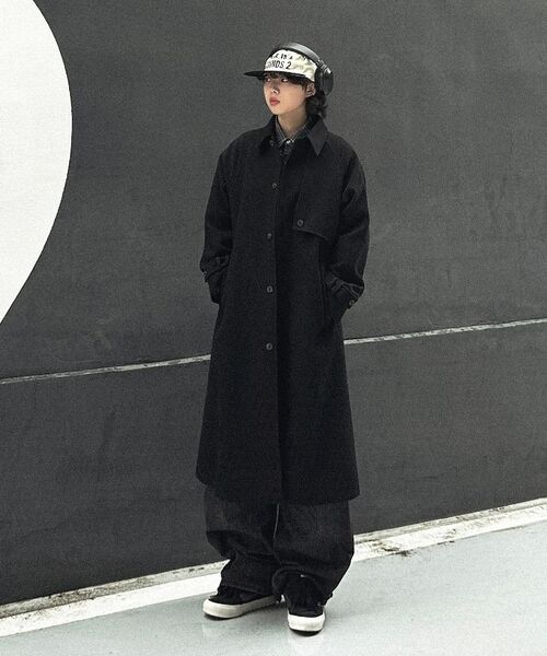 A NOTHING(アナッシング)の「PURE-WOOL 90 BALMACAAN COAT (Black)(チェスターコート・レディース・その他・MEDIUM/SMALL/LARGE)」の9枚目の写真