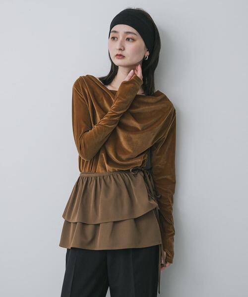 SENSE OF PLACE by URBAN RESEARCH（センスオブプレイスバイアーバンリサーチ）の「ベロアドレープトップ（その他トップス・レディース・ブラウン/キャメル/アイボリー・ONE）」の3枚目の写真
